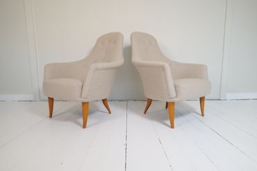 Midcentury Modern Big Adam Lounge Chairs NK, Sweden, 1950s