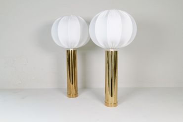 Midcentury Pair of Large Brass Bergboms B-010 Table Lamps, 1960s, Sweden