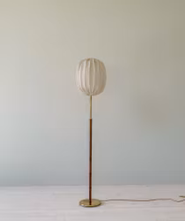 Mid-Century Modern Brass Teak Floor Lamp Falkenbergs Belysning, Sweden