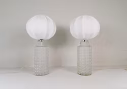 Mid-Century Modern Large Glass Table Lamps Orrefors, Sweden, 1970s