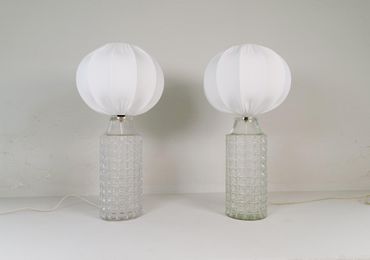 Mid-Century Modern Large Glass Table Lamps Orrefors, Sweden, 1970s
