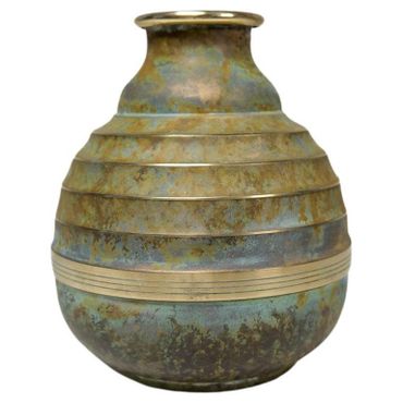 Art Deco Vase in Bronze and Brass by SVM Handarbete, Sweden 1940s