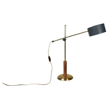 Midcentury Modern Rare Brass and Walnut Table Lamp by Einar Bäckström, Sweden