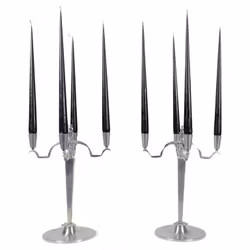 Art Deco Sculptural Set of Candelabras in Pewter, Sweden, 1940s