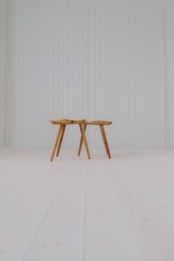 Midcentury Modern Pair Sculptural Stools in Pine by Norsk Husflid 1960s Norway