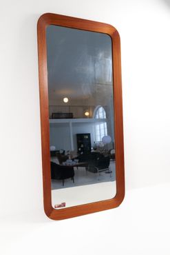 Midcentury Modern Sculptural Wall Mirror, Teak, Crystal Glass, Glas & Trä, 1960s