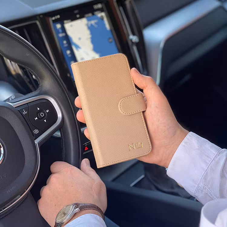 Plånboksfodral - Beige saffiano