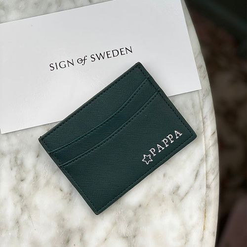 Mörkgrön korthållare med namn