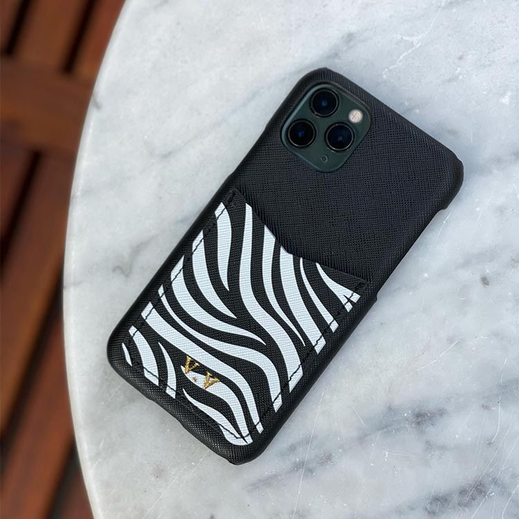 Zebra - Mobilskal med korthållare