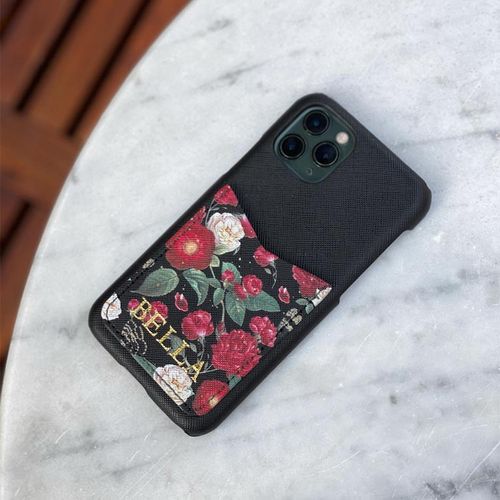 Red flowers - Mobilskal med korthållare