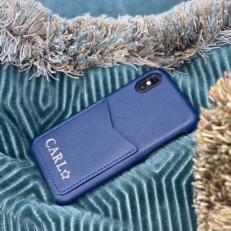 Mobilskal med kortficka- välj färg och iPhonemodell