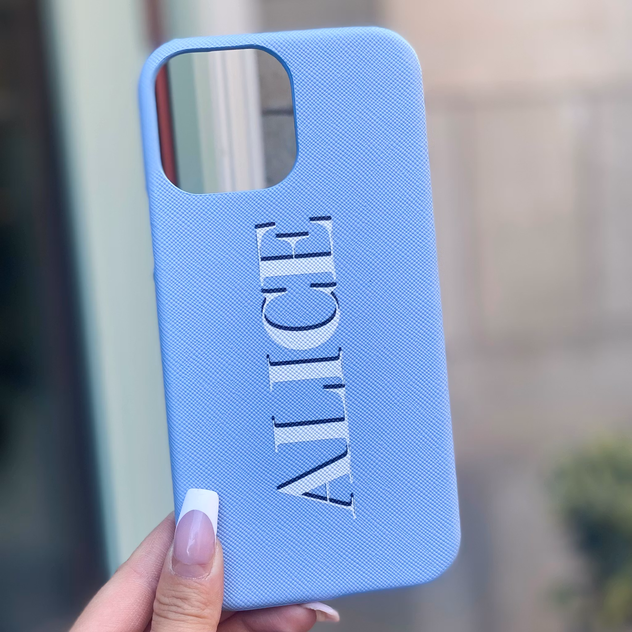 Baby Blue med vitt print