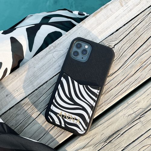 Zebra - Mobilskal med korthållare
