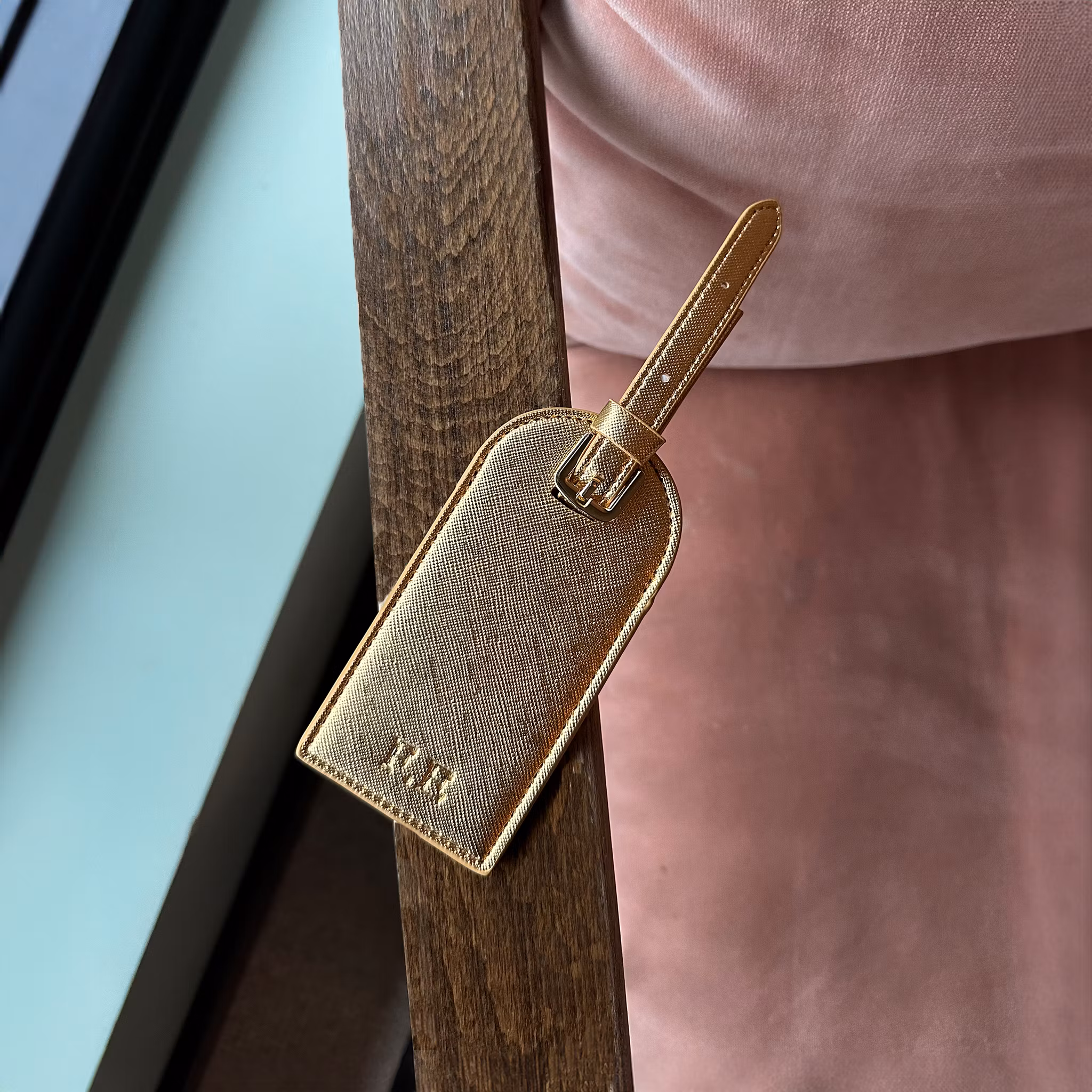 Gold metallic travel tag