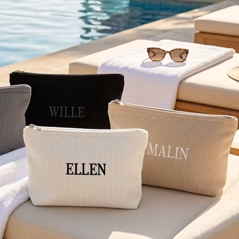 Vit necessär med namn