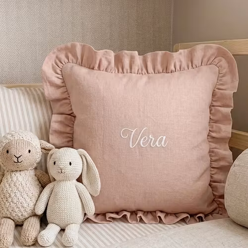 Kuddfodral med namn- rosa