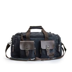 STILVOLLE, TRENDIGE DUFFELTASCHE AUS KUNSTLEDER VON SUTHERLAND & SONS – SCHWARZ