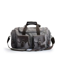 STILVOLLE, TRENDIGE DUFFELTASCHE AUS KUNSTLEDER VON SUTHERLAND & SONS – GRAU