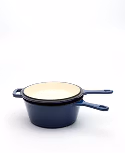 Tiefes Traktorpfannen-Set aus Gusseisen mit einer gusseisernen Bratpfanne – Mar Azul
