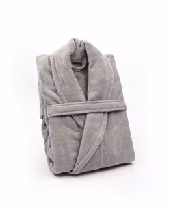 Weicher Bademantel aus Velours – GRAU