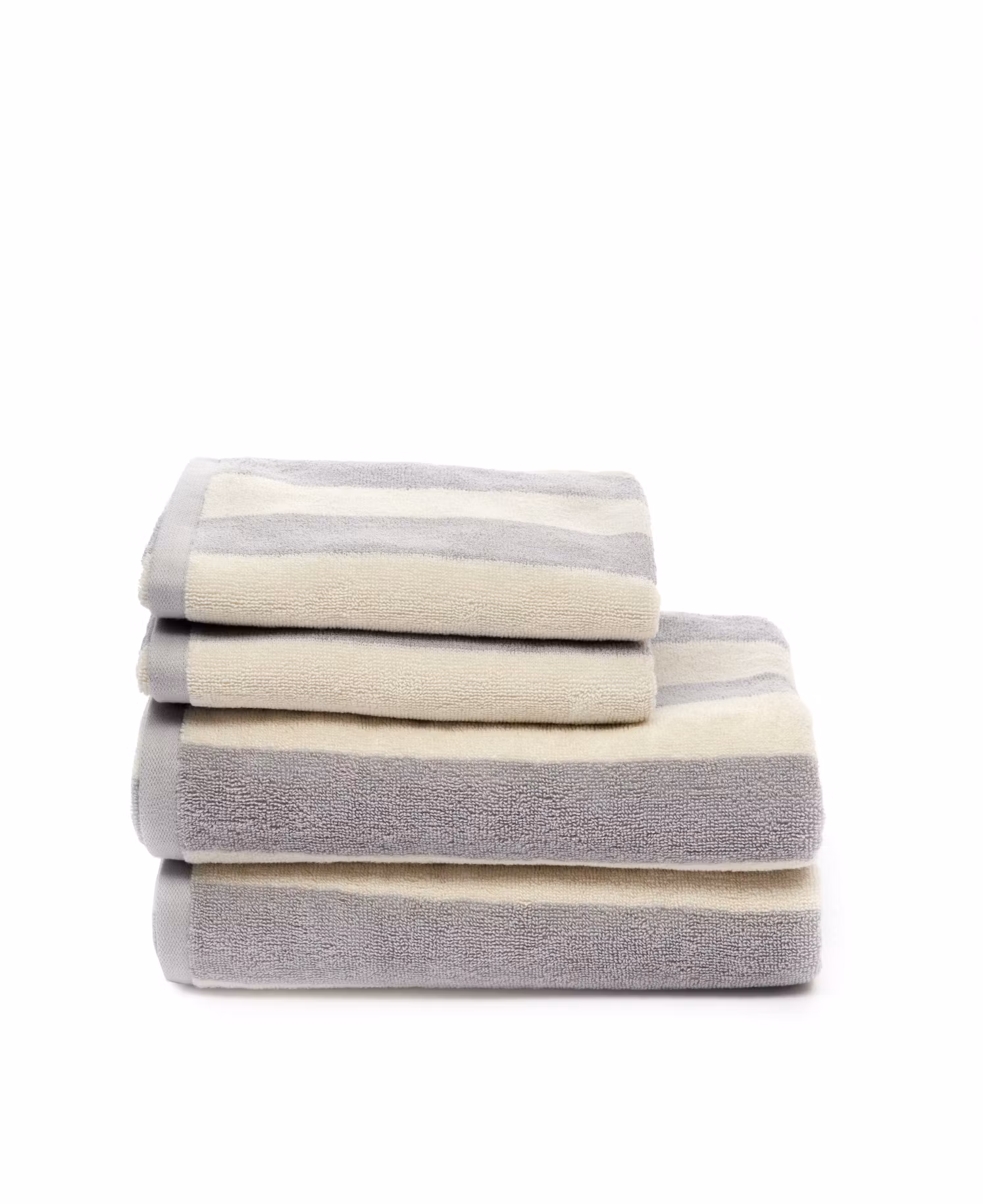 Weiches und schönes Handtuchset von Ylleverket – Grau/Sand gestreift