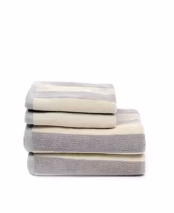 Weiches und schönes Handtuchset von Ylleverket – Grau/Sand gestreift