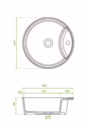 ROCK Servant 43 cm – Granitt Kompositt Grå