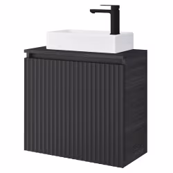 HEIDI 56cm (560 x 550 x 300 mm) svartbrun baderomsskap med servant
