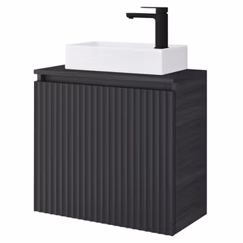 HEIDI 56cm (560 x 550 x 300 mm) svartbrun baderomsskap med servant