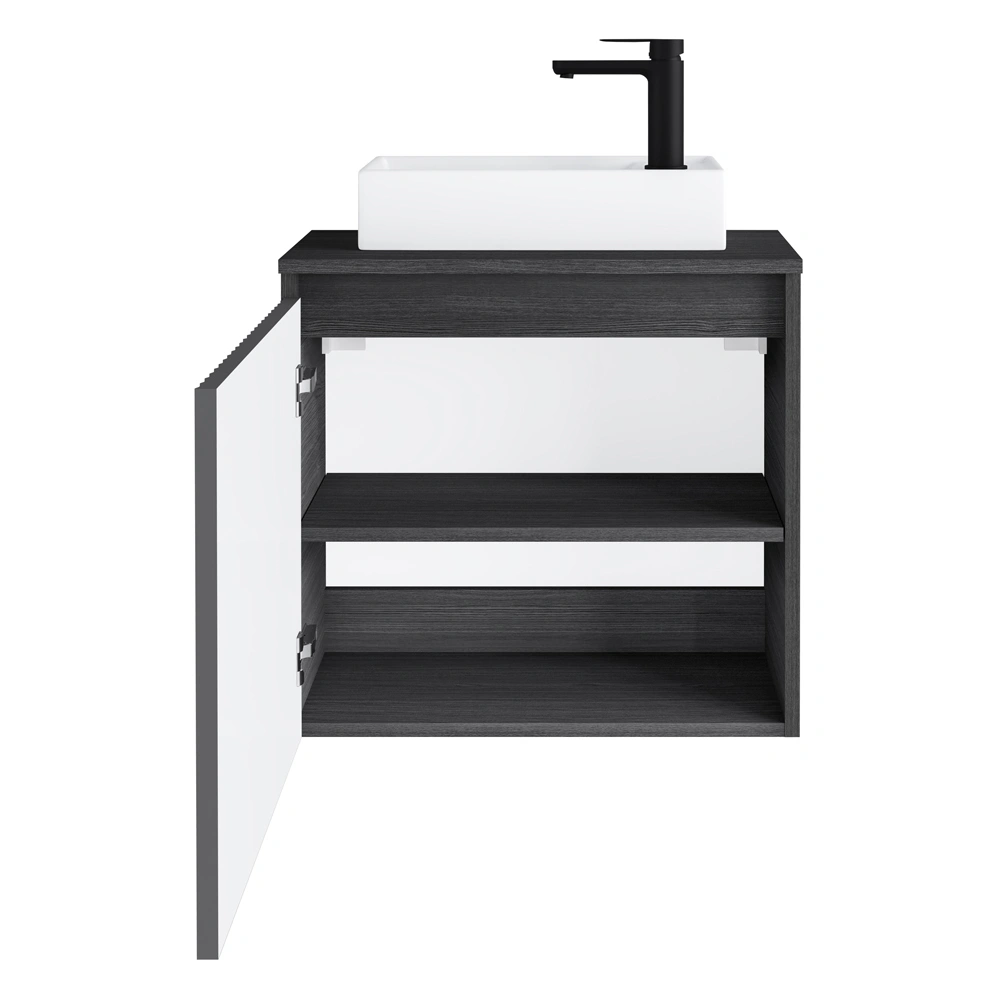 HEIDI 56cm (560 x 550 x 300 mm) svartbrun baderomsskap med servant