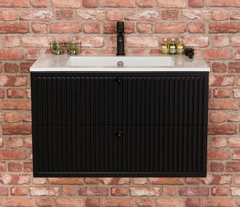 OPALINE 80cm svart skap med servant
