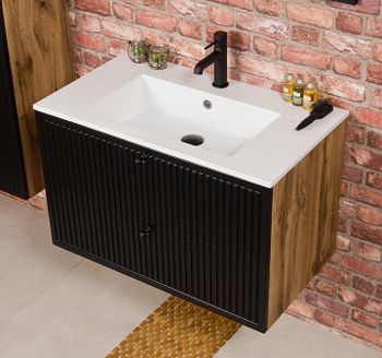 OPALINE 80cm svart skap med servant