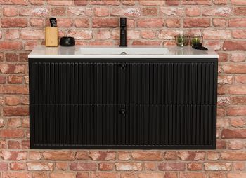 OPALINE 100cm svart skap med servant