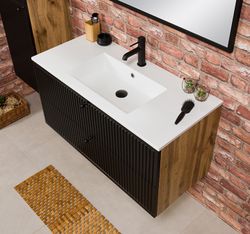 OPALINE 100cm svart skap med servant