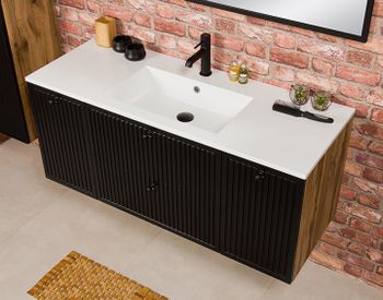 OPALINE 120cm svart skap med servant
