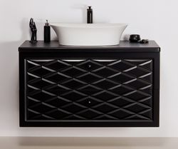 EDGE 103cm svart skap med servant