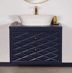 EDGE 80cm marineblått skap med servant
