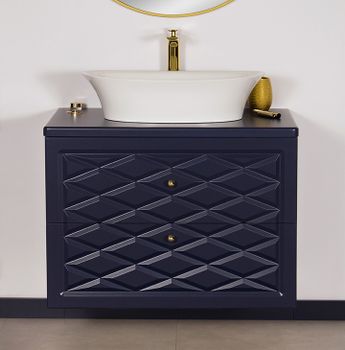 EDGE 80cm marineblått skap med servant