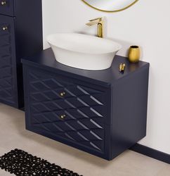 EDGE 80cm marineblått skap med servant