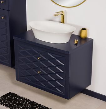 EDGE 80cm marineblått skap med servant