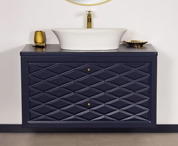 EDGE 103cm marineblått skap med servant