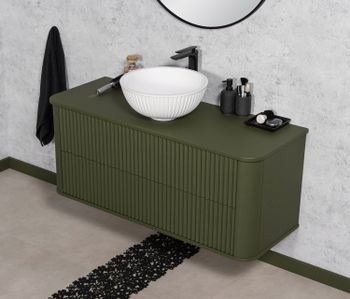 OLIVIA 120cm olivengrønt skap med servant