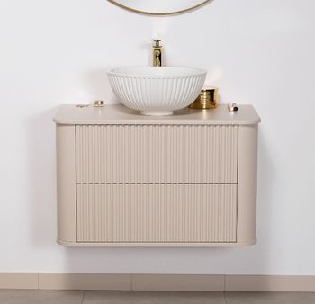 OLIVIA 80cm sandfarge skap med servant