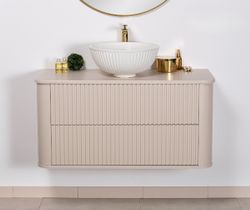 OLIVIA 100cm sandfarge skap med servant