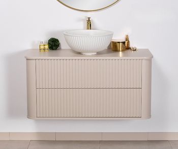 OLIVIA 100cm sandfarge skap med servant