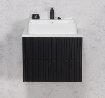 MIRACLE 60cm svart skap, benkeplate og servant