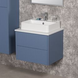 MIRACLE 60cm lyseblått skap med benkeplate og servant