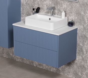 MIRACLE 80cm lyseblått skap med benkeplate og servant