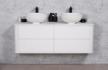 BLANCO 140cm hvit skap med 4 skuffer og  servant