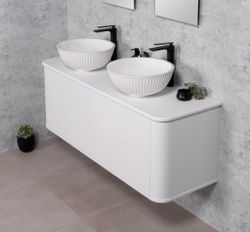 BLANCO 140cm hvit skap med 4 skuffer og  servant